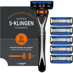 by Amazon Men's razor with 5 blades, multicolour, set of 17, 1 piece + 16 refill packs