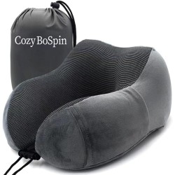 Cozy BoSpin Portable Travel Pillow - Memory Foam Neck Pillow, Perfect Luxury, Compact and Lightweight, Quick Pack for Camping,