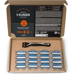 by Amazon Men's razor with 5 blades, multicolour, set of 17, 1 piece + 16 refill packs