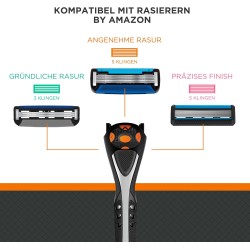 by Amazon Men's razor with 5 blades, multicolour, set of 17, 1 piece + 16 refill packs