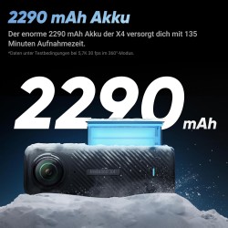Insta360 X4 Waterproof 8K 360° Action Cam, 4K Wide Angle Videos, Invisible Selfie Stick Effect, Removable Lens Protection, 135
